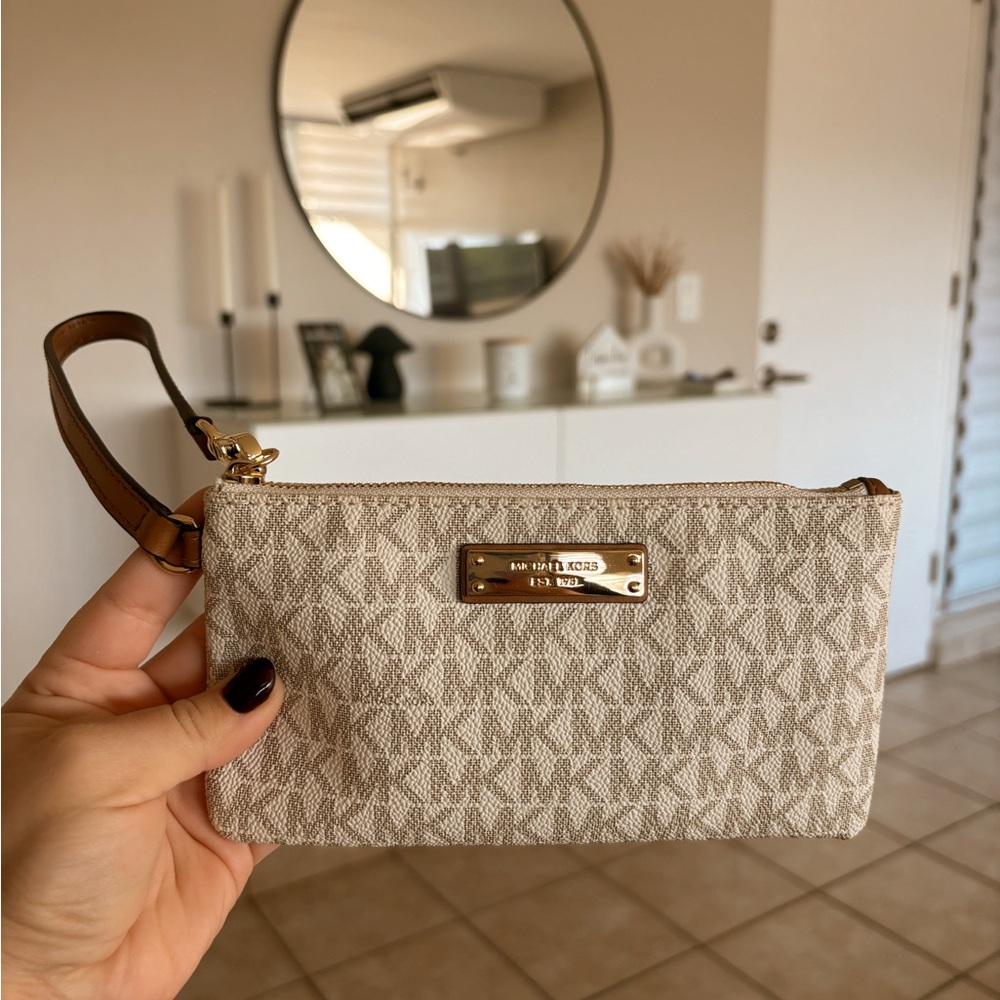 Michael Kors Cream Monogram Wristlet